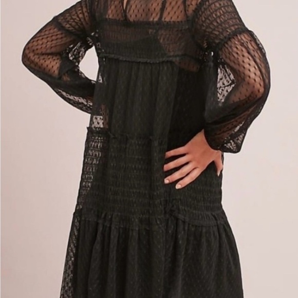 Maeve Black Ruffled Tiered Long Sleeve Dress - Picture 3 of 10